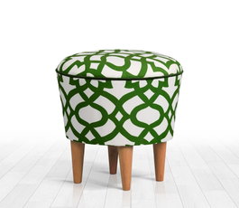 Atelier Del Sofa Puf de Microfibra Adamascado Verde y Blanco